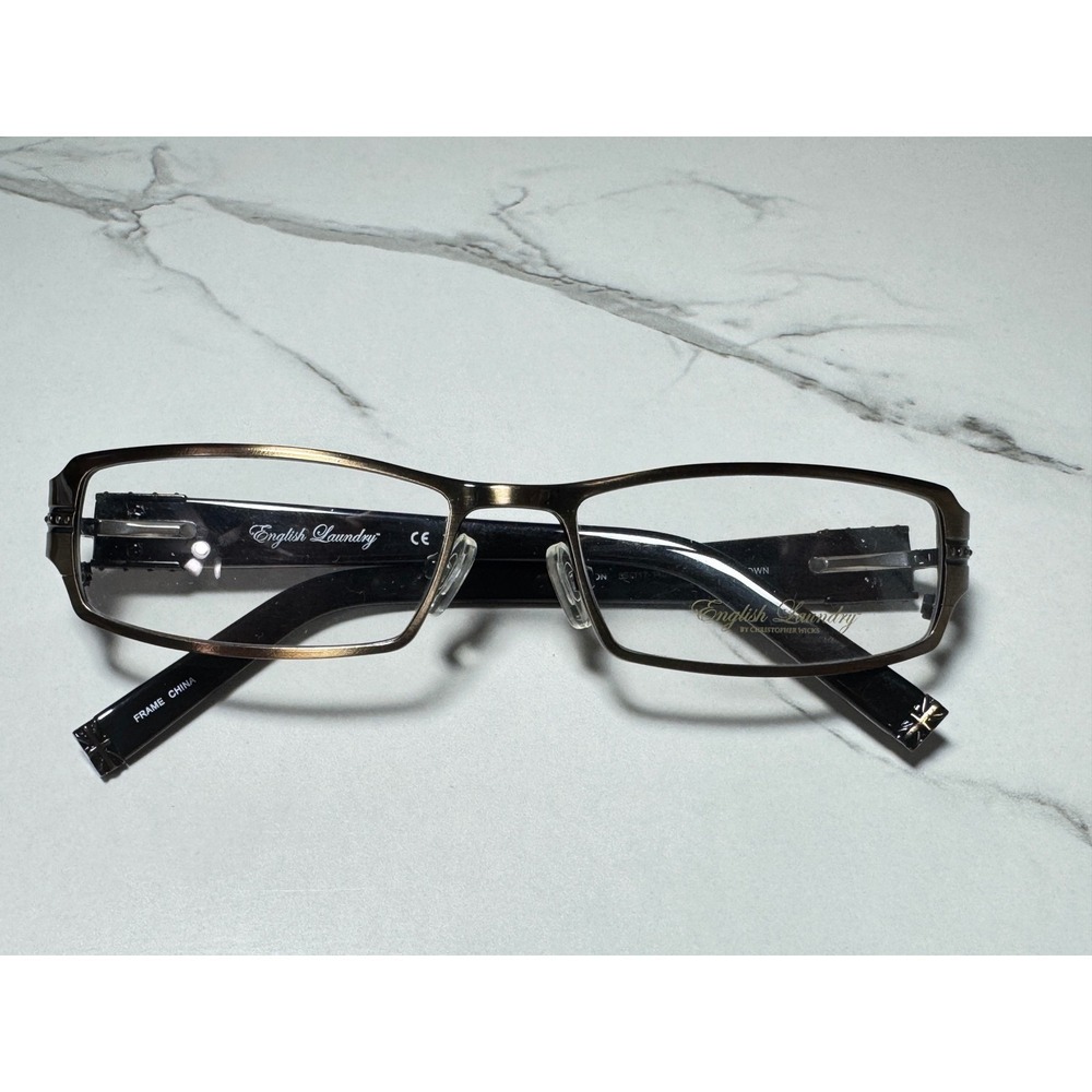 English Laundry Wilson Victorian Brown Rectangular Eyeglass Frames 55-17-140 Men